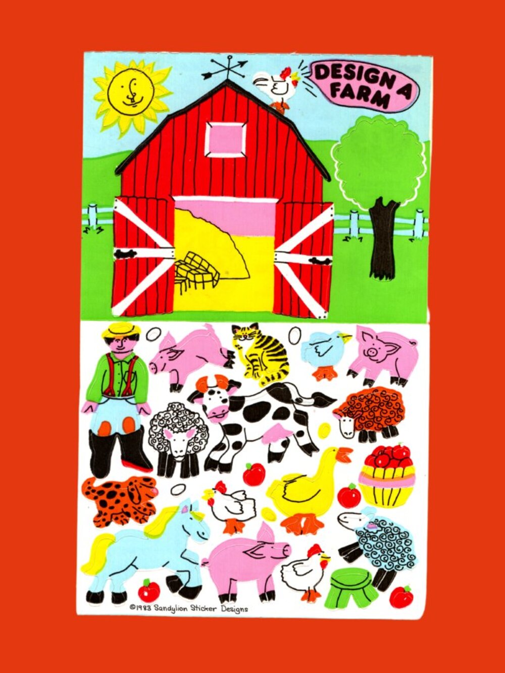 Sandylion "Design A Farm" Maxi Sticker Activity Sheet Vintage 1988